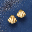 Italian Scalloped Shell Earrings in 18kt Yellow Gold
