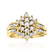 C. 1980 Vintage 1.00 ct. t.w. Diamond Cluster Ring in 10kt Yellow Gold