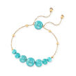 Graduated Turquoise Bolo Bracelet in 14kt Yellow Gold