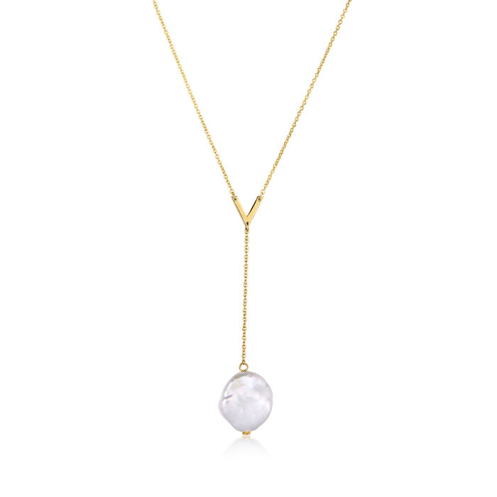 12-13mm Cultured Coin Baroque Pearl Y-Necklace in 14kt Yellow Gold