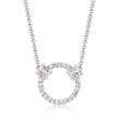 Gabriel Designs .13 ct. t.w. Diamond Open Circle Necklace in 14kt White Gold