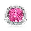 9.00 Carat Pink Topaz and .90 ct. t.w. White Topaz Ring in Sterling Silver