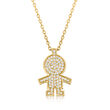 .23 ct. t.w. Pave Diamond Boy Pendant Necklace in 14kt Yellow Gold