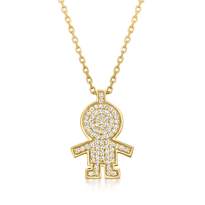 .23 ct. t.w. Pave Diamond Boy Pendant Necklace in 14kt Yellow Gold