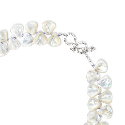 Mother-of-Pearl and 7.00 ct. t.w. Tanzanite Bead Necklace with Sterling Silver