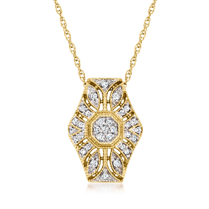 .25 ct. t.w. Diamond Vintage-Style Pendant Necklace in 18kt Gold Over Sterling