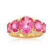 4.50 ct. t.w. Pink Topaz Five-Stone Ring in 18kt Gold Over Sterling