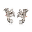 C. 1950 Vintage .70 ct. t.w. Diamond Swirl Earrings in Sterling Silver with 18kt Rose Gold