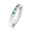 .20 ct. t.w. Emerald and .10 ct. t.w. Diamond Ring in 14kt White Gold