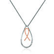 Diamond-Accented Breast Cancer Awareness Ribbon in Teardrop Pendant Necklace in 14kt Two-Tone Gold. 18&quot;