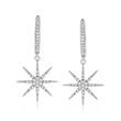 .25 ct. t.w. Diamond Starburst Hoop Drop Earrings in Sterling Silver