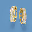 3.00 ct. t.w. Baguette and Round Diamond Hoop Earrings in 18kt Gold Over Sterling