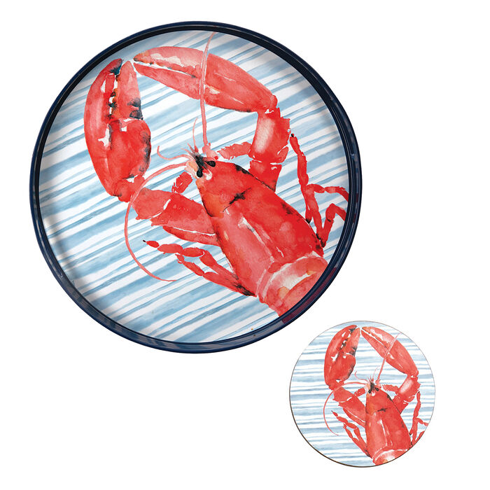 Red Lobster Tray and Set of 4 Coasters