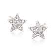 Star Earrings with Diamond Accents in 14kt White Gold