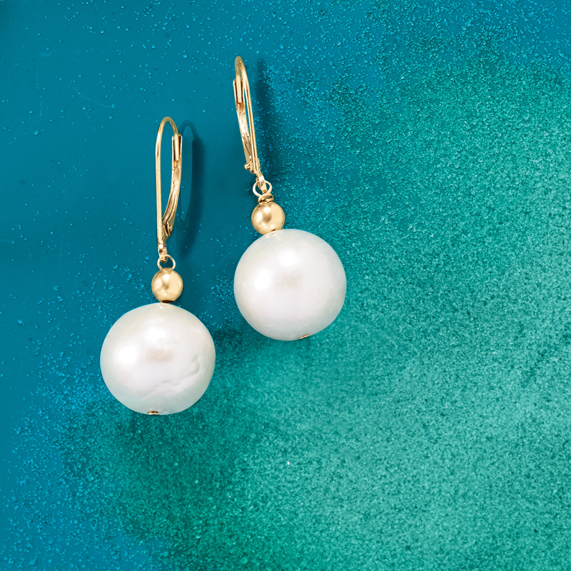 13-14mm Cultured Pearl Drop Earrings in 14kt Yellow Gold | Ross-Simons