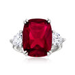 12.70 Carat Simulated Ruby and 1.75 ct. t.w. CZ Ring in Sterling Silver