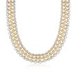 C. 1990 Vintage 18kt Yellow Gold Open Link Bead Mesh-Style Necklace