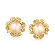 10-12mm Golden Cultured South Sea Pearl Earrings with 1.65 ct. t.w. Yellow Diamonds in 18kt Yellow Gold
