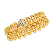 C. 1980 Vintage 18kt Yellow Gold Beaded-Link Bracelet with .30 ct. t.w. Diamond Clasp