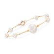 6-13mm Cultured Pearl Station Bracelet in 18kt Yellow Gold