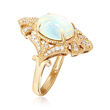 9x11mm Opal Ring with .22 ct. t.w. Diamonds in 18kt Yellow Gold