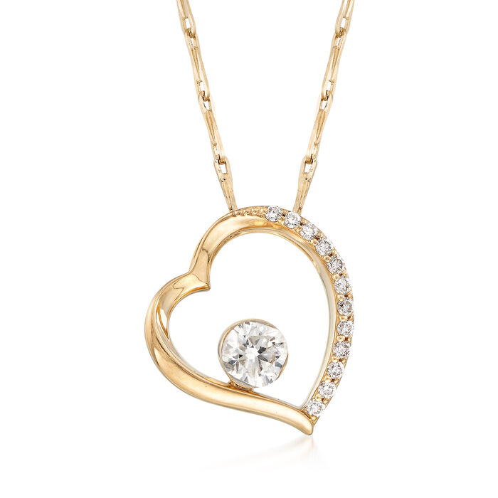 .26 ct. t.w. Diamond Open-Heart Necklace in 14kt Yellow Gold