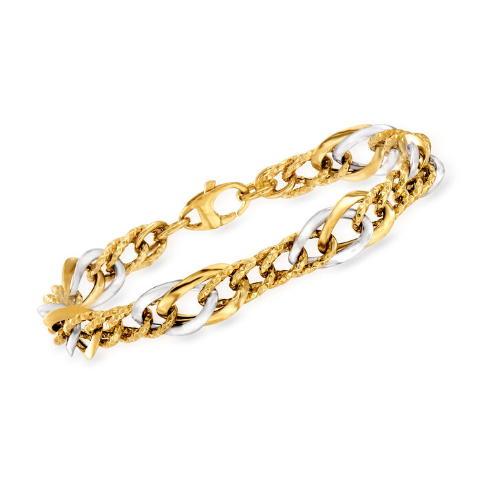 Italian 14kt Two-Tone Gold Link Bracelet