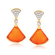 Carnelian and .50 ct. t.w. White Topaz Drop Earrings in 18kt Gold Over Sterling