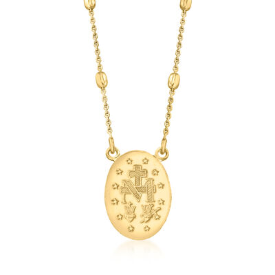 Italian 18kt Gold Over Sterling Miraculous Medal Bead Station Necklace