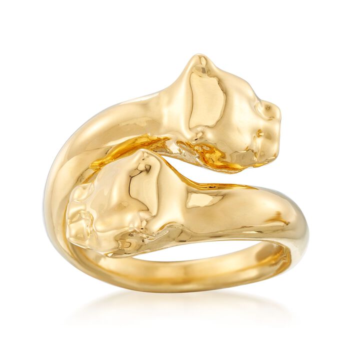 Italian Andiamo 14kt Yellow Gold Panther Bypass Ring 