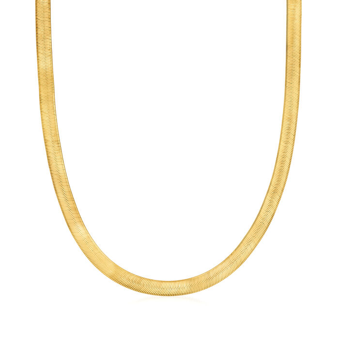 6mm 14kt Yellow Gold Herringbone Necklace