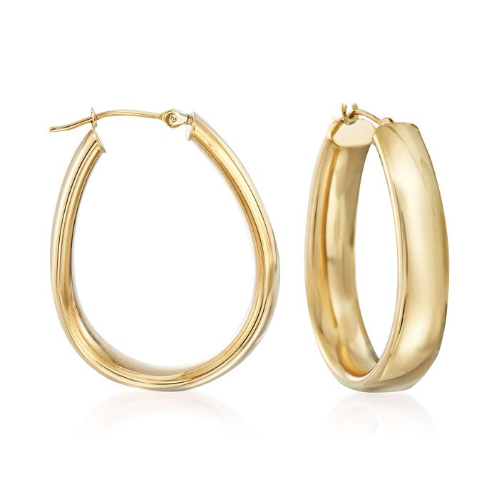 14kt Yellow Gold Oval Hoop Earrings
