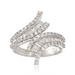 1.35 ct. t.w. Baguette and Round Diamond Bypass Ring in 14kt White Gold