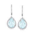 6.00 ct. t.w. Aquamarine and .70 ct. t.w. Diamond Drop Earrings in 14kt White Gold