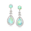 C. 2000 Vintage Opal and 1.15 ct. t.w. Diamond Drop Earrings in 18kt White Gold