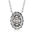 Andrea Candela &quot;Vida De Plata&quot; Sterling Silver Oval Necklace with Diamond Accent and Black Enamel
