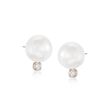 8-8.5mm Cultured Akoya Pearl and .15 ct. t.w. Diamond Earrings in 14kt Yellow Gold