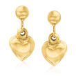 Italian 14kt Yellow Gold Heart Drop Earrings