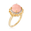 Pink Opal and .10 ct. t.w. Diamond Ring in 18kt Gold Over Sterling