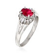 C. 1980 Vintage .61 Carat Ruby and .24 ct. t.w. Diamond Ring in Platinum
