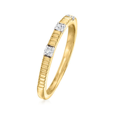 .12 ct. t.w. Diamond Ridged Ring in 18kt Gold Over Sterling