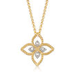 Roberto Coin &quot;Princess&quot; 18kt Two-Tone Gold Flower Necklace with Diamond Accents