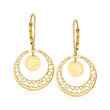 Italian 14kt Yellow Gold Openwork Circle Drop Earrings