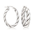 Italian Sterling Silver Twisted Oval Hoop Earrings