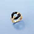 Black Jade Link Ring in 14kt Yellow Gold
