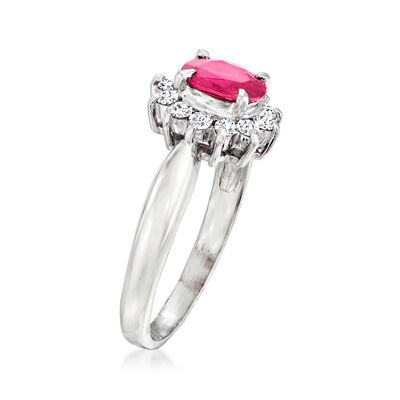 C. 1990 Vintage .66 Carat Ruby and .27 ct. t.w. Diamond Ring in Platinum