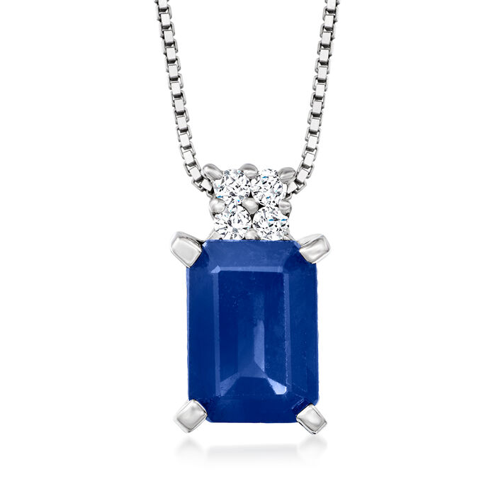 1.10 Carat Sapphire Necklace with Diamond Accents in 14kt White Gold