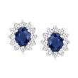4.20 ct. t.w. Sapphire and 1.90 ct. t.w. Diamond Earrings in 14kt White Gold