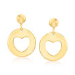 Italian 14kt Yellow Gold Heart Cutout Drop Earrings
