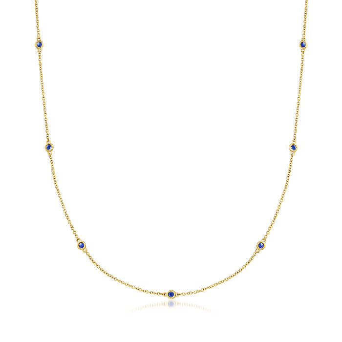 .20 ct. t.w. Sapphire Station Necklace in 10kt Yellow Gold